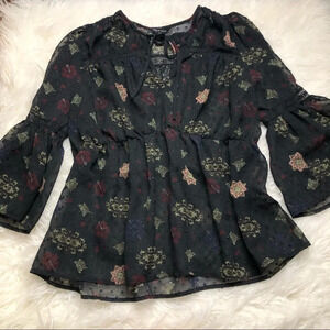 Lucky Brand floral chiffon top 5987